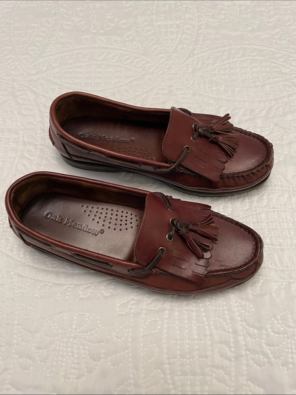 Oak Meadow Men’s Upper Leather Slip In Tassel Shoes Size 10 CHALLENGER Brown